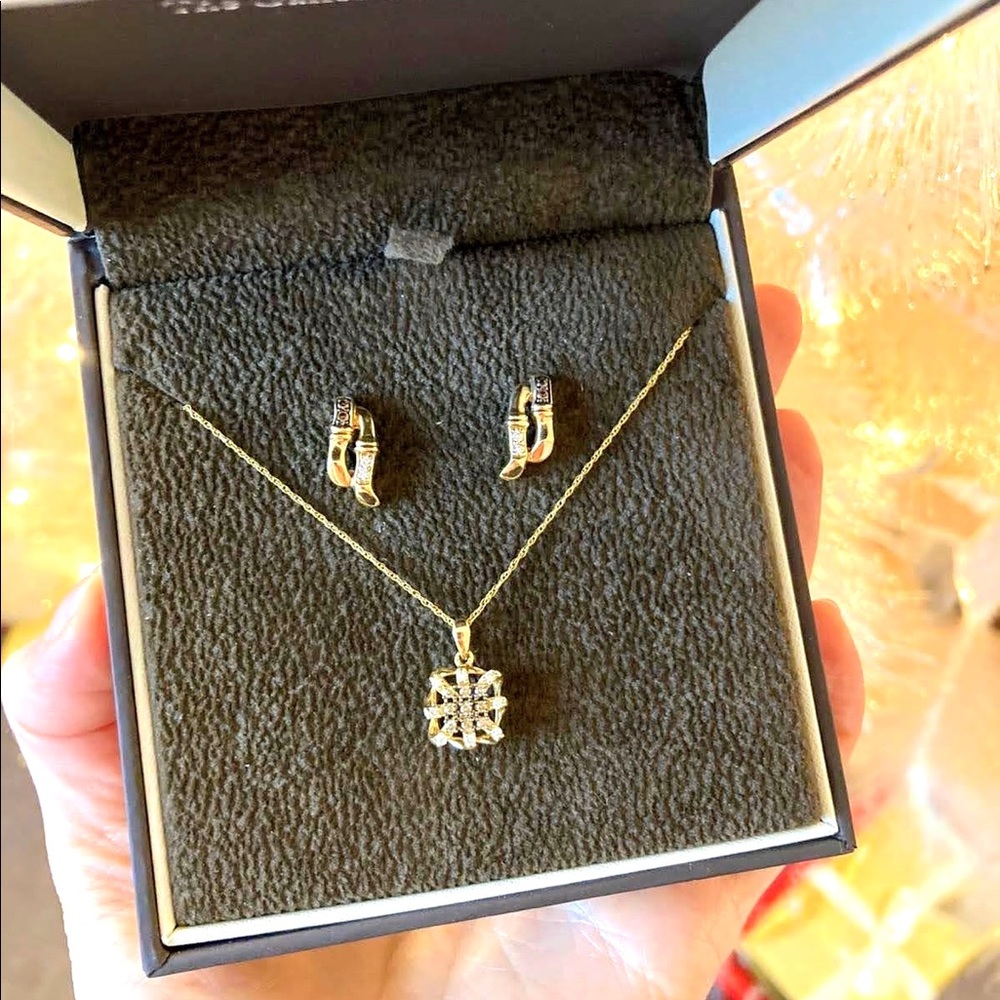 LeVian Diamonds Necklace Earrings Set 14K Gold